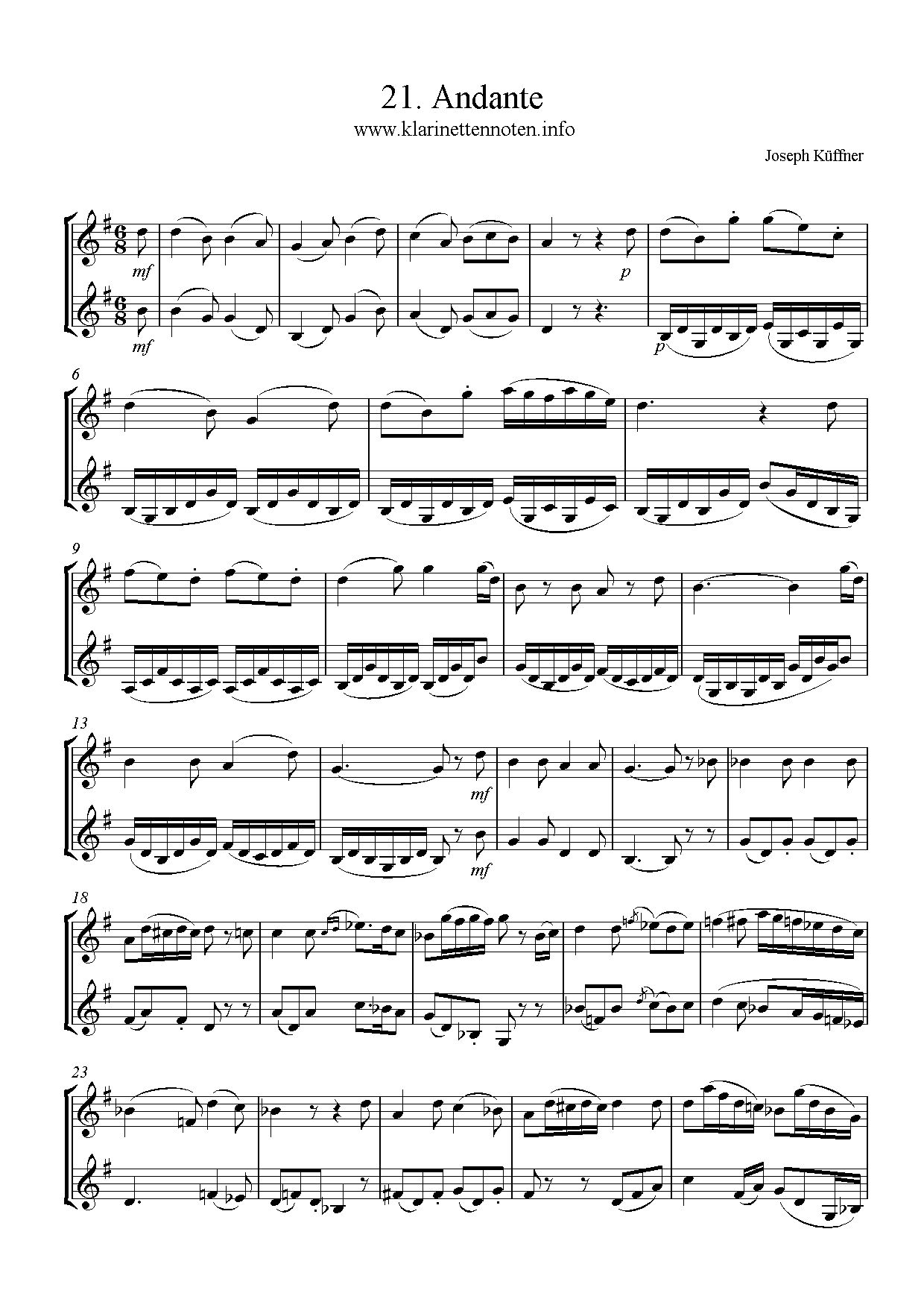 24 instruktive Duette- Joseph Küffner -21 Andante